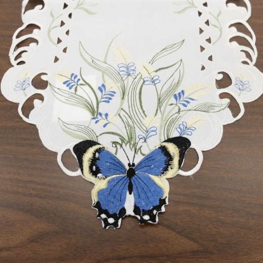 Butterfly Wildflower Embroidered Table Runner
